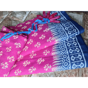 Hand Block Printed  Mulmul Cotton Saree