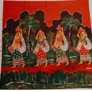 Batik Cotton Tapestry Wall Hanging ... depicting Rural India