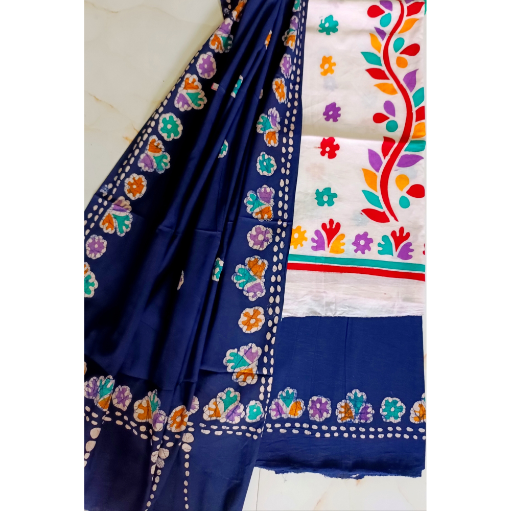 Hand Batik  fine Cotton unstitched Suit set