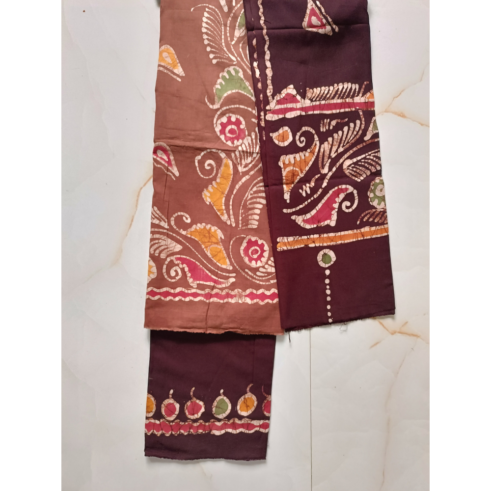 Hand Batik  fine Cotton unstitched Suit set